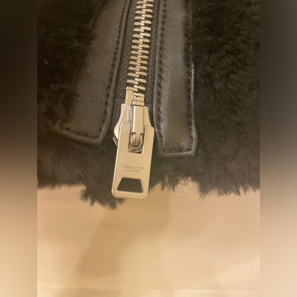 COACH Brand New Ladies WOOL SHEARLING COAT Jacket LEATHER TRIM Women large - Picture 7 of 14